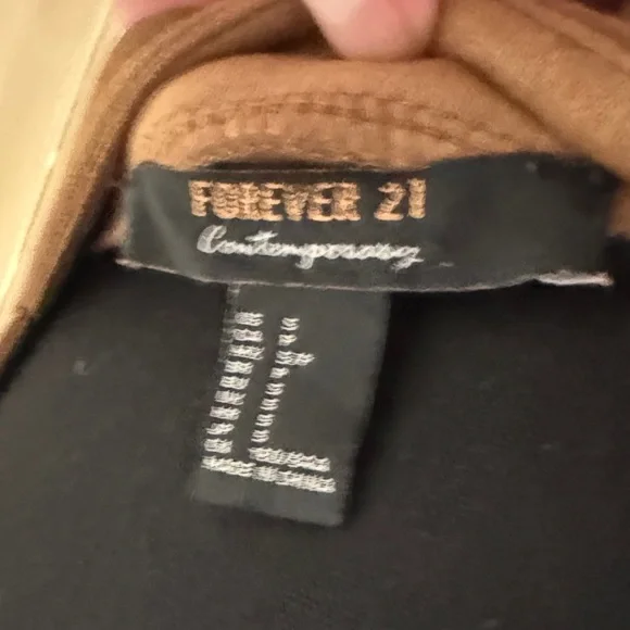 Forever 21 Tan Suede-Look Button Front Mini Dress with Wide Straps - Picture 2 of 5